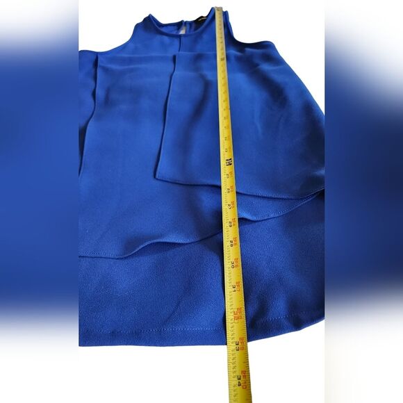 FIFTEEN TWENTY Dress Shift Wrap Blue‎ Sleeveless Short Open Back Flowy S - Picture 15 of 16